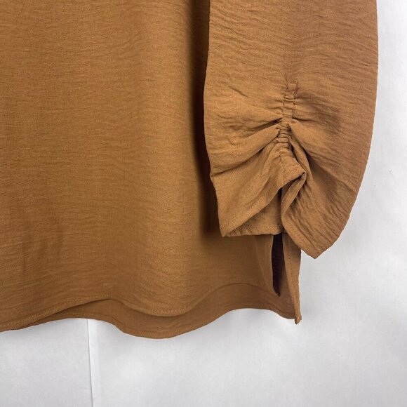 DKNY Modern Brown Long Sleeve Blouse Size Medium - Picture 2 of 14